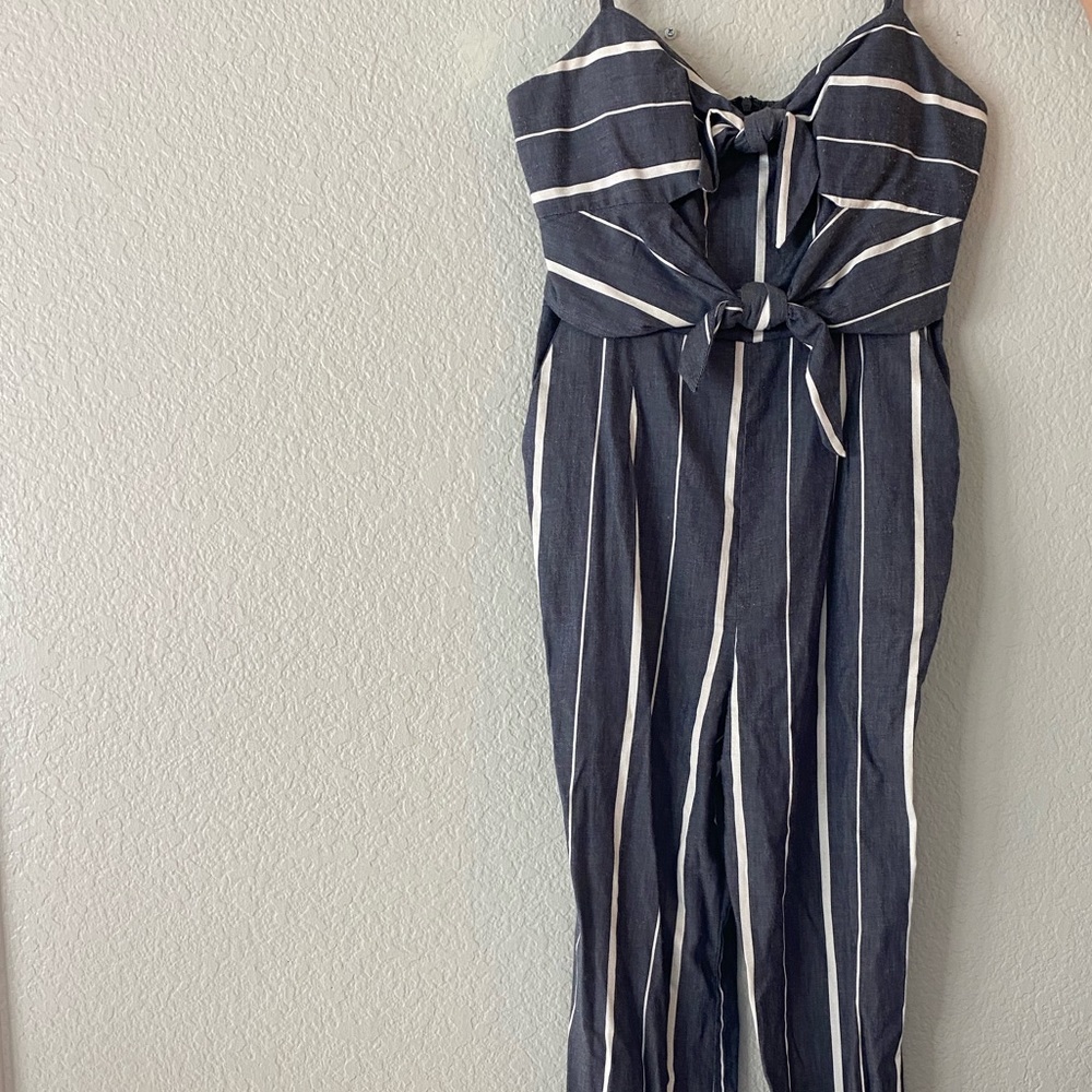 Socialite Blue and white striped wide leg jumpsuit